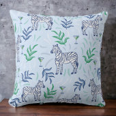 名門私立校風のクラシックシマウマとマーチニスブルー クッション