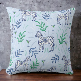 名門私立校風のクラシックシマウマとマーチニスブルー クッション