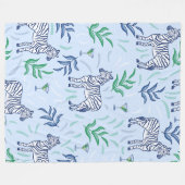 名門私立校風のクラシックシマウマとマーチニスブルー フリースブランケット (正面(横))