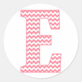 名門私立校風のクラシックピンクシェボレターイーモノグラム ラウンドシール (正面)