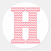 名門私立校風のクラシックピンクシェボレターハイモノグラム ラウンドシール (正面)