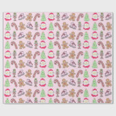 名門私立校風のクリスマスアイコンソフトピンク ラッピングペーパー (フラット)