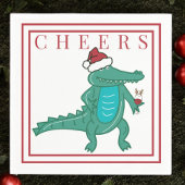 名門私立校風のクリスマスアリゲーターサンタワイン応援 スタンダードカクテルナプキン