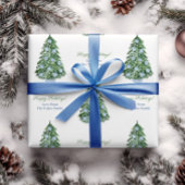 名門私立校風のクリスマスツリーグリーンブルーホワイトホリデーズ ラッピングペーパー