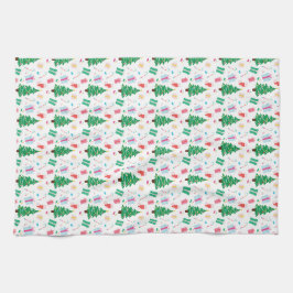 名門私立校風のクリスマスツリーパターン キッチンタオル