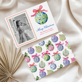 名門私立校風のクリスマスバウブルオーナメントフォトホリデー シーズンカード