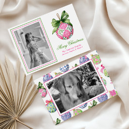 名門私立校風のクリスマスバウブルオーナメントフォトホリデー シーズンカード