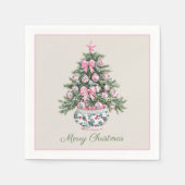 名門私立校風のクリスマスパーソナライズされたの木 スタンダードカクテルナプキン (正面)