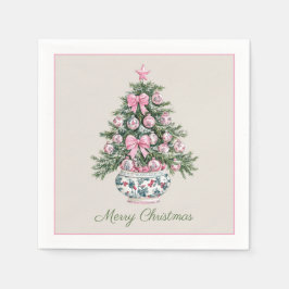 名門私立校風のクリスマスパーソナライズされたの木 スタンダードカクテルナプキン
