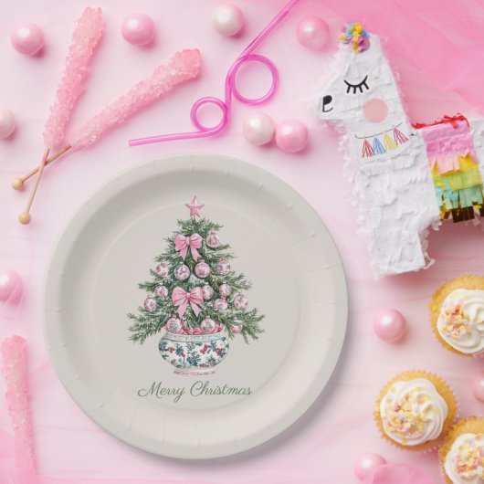 名門私立校風のクリスマスパーソナライズされたの木 ペーパープレート (パーティー)