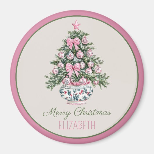 名門私立校風のクリスマスパーソナライズされたの木 マグネット (正面)