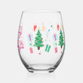 名門私立校風のクリスマス ステムなしワイングラス (裏面)