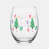 名門私立校風のクリスマス ステムなしワイングラス (右)