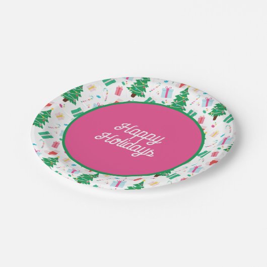 名門私立校風のクリスマス ペーパープレート (アングル)