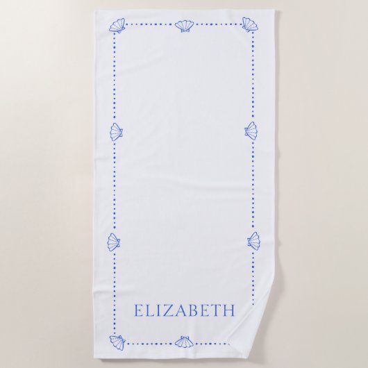 名門私立校風のクール海パーソナライズされた海モダン岸 ビーチタオル (正面)