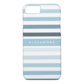 名門私立校風のグラデーションストライプAqua Blueのパターンと名前 Case-Mate iPhoneケース (裏面)