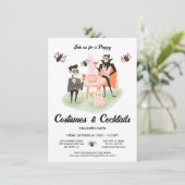 名門私立校風のコスチュームとカクテルハロウィーン 招待状 (スタンド正面)