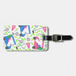 名門私立校風のゴルフピンクブルーグリーン ラゲッジタグ