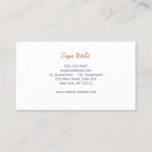 名門私立校風のストライプの可愛いモダン 名刺 (裏面)