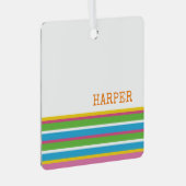 名門私立校風のストライプカラフル名モダンおもしろいお尻 メタルオーナメント (正面右)