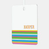 名門私立校風のストライプカラフル名モダンおもしろいお尻 メタルオーナメント (正面左)