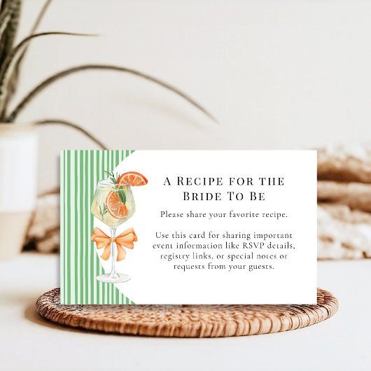 名門私立校風のストライプズLove at First Spritzブライダルシャワー エンクロージャーカード