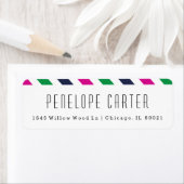 名門私立校風のストライプ差出人住所ラベル ラベル (インサイチュ)