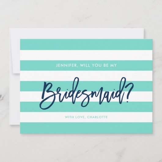 名門私立校風のターコイズストライプは私の花嫁になる 招待状 (正面)