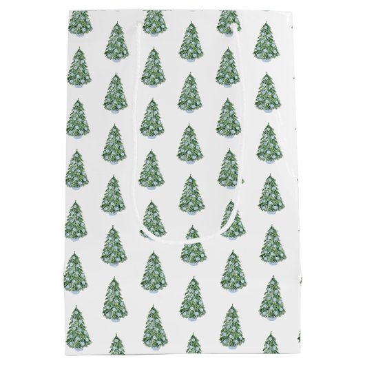 名門私立校風のチャイノアイセリークリスマスツリーハッピーホリデー ミディアムペーパーバッグ (裏面)