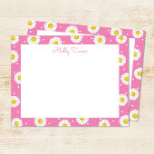 名門私立校風のデイジーフローラ水色ピンクと黄色 ノートカード