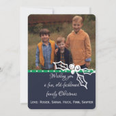 名門私立校風のドッパーソナライズされたトストライプHolly 2フォトカード シーズンカード (裏面)