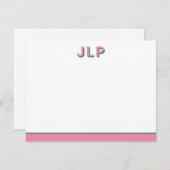 名門私立校風のパーソナライズされたイニシャル ノートカード (正面/裏面)