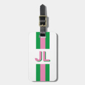 名門私立校風のパーソナライズされたイニシャル ラゲッジタグ (正面縦)