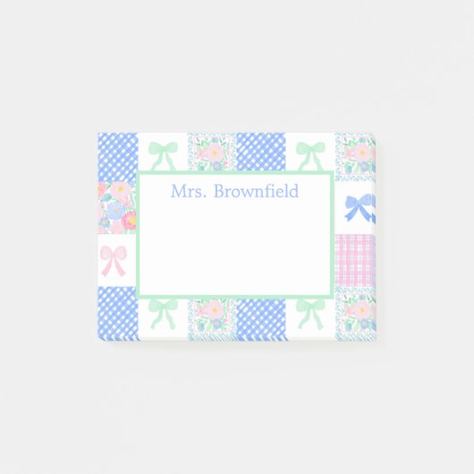 名門私立校風のパーソナライズされた名前をカスタムする先生 ポストイット (正面)