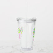 名門私立校風のピンクとグストライプのルーパーソナライズされた アクリルタンブラー (右)