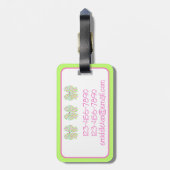 名門私立校風のピンクとグストライプのルーパーソナライズされた ラゲッジタグ (裏面縦)