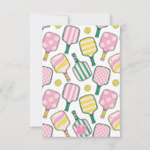 名門私立校風のピンクグリーン&イエローピックルパーソナライズされたボール サンキューカード (裏面)