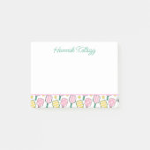 名門私立校風のピンクグリーン&イエローピックルパーソナライズされたボール ポストイット (正面)