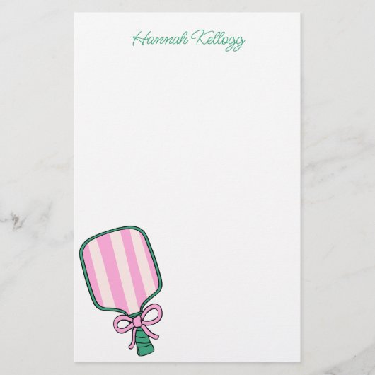 名門私立校風のピンクグリーン&イエローピックルパーソナライズされたボール 便箋 (正面)
