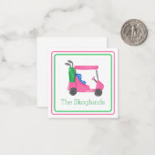 名門私立校風のピンクゴルフカートパーソナライズされた縁どギフト ノートカード (正面/裏面インサイチュ)