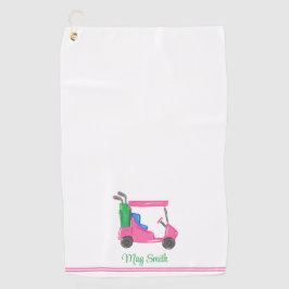 名門私立校風のピンクゴルフカーパーソナライズされたト ゴルフタオル