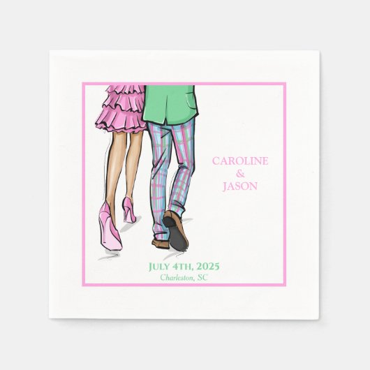 名門私立校風のファッション対シャワー結婚ズ スタンダードカクテルナプキン (正面)