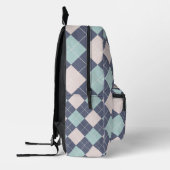 名門私立校風のプアーガイルライドピンクターコイズとデニムブルー プリントバックパック (左)