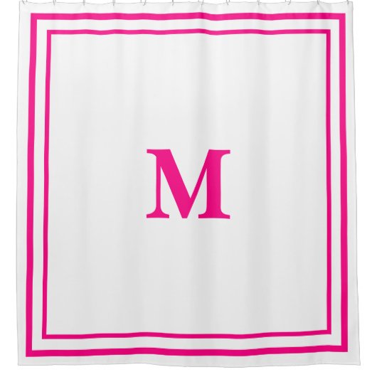 名門私立校風のホックエレガントミニマル縁どイニシャル シャワーカーテン (正面)