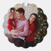 名門私立校風のリース弓クリスマスフォトオーナメントカード オーナメントカード (裏面)