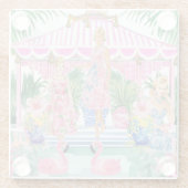 名門私立校風のレトロパームビーチプールパーティー ガラスコースター (裏面)