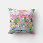 名門私立校風のレトロパームビーチプールパーティー クッション (正面)