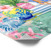 名門私立校風のレトロパームビーチプールパーティー ポスター (角)