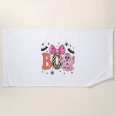 名門私立校風の不気味ハロウィーン ビーチタオル (正面)