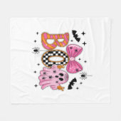 名門私立校風の不気味ハロウィーン フリースブランケット (正面(横))